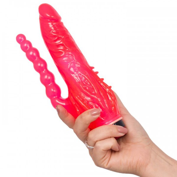Bondara Two In The Pink Double Penetration Vibrating Dildo – 8 Inch