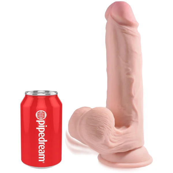 King Cock Plus 9" Triple Density Cock With Swinging Balls & Suction Cup Base - Vanilla