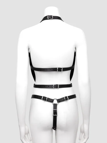 DOMINIX Deluxe Leather and Chain Harness Bra Set