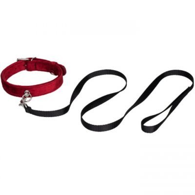 Bondara Red Velvet Collar with Leash