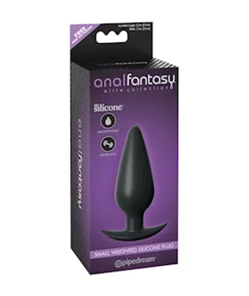 Anal Fantasy Weighted Silicone Plug - Black - Small — image 4 of 4