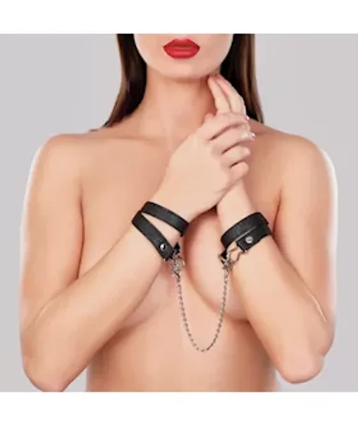 Adore Locked In You Wrist Cuffs - Black - One Size — image 2 of 2