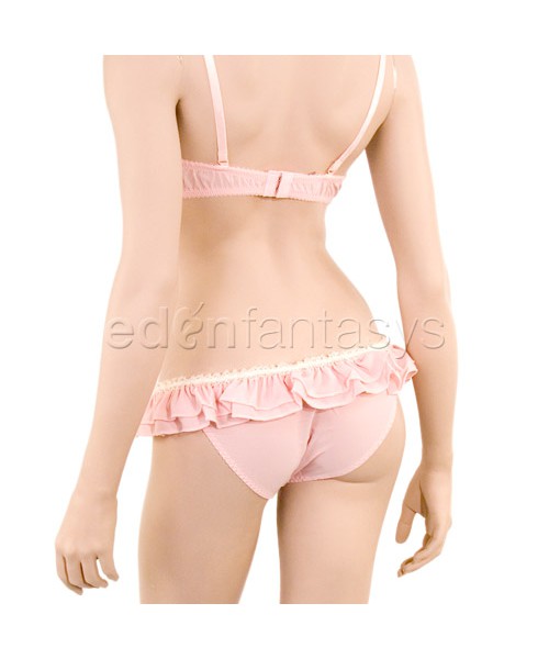 Lace-up ruffled bra and panty