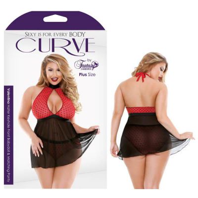 Curve Valentina Halter Keyhole Front Babydoll Matching Panty