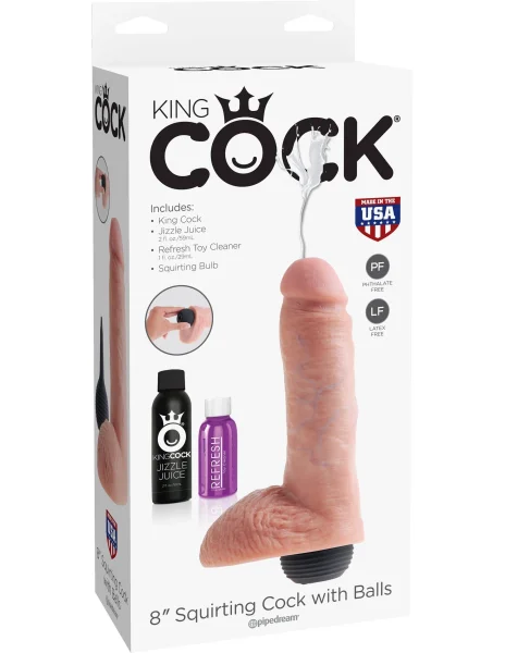King Cock 8 inch Squirting Cock with Balls Flesh