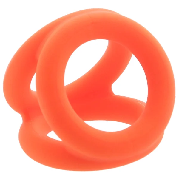 Alpha Liquid Silicone Tri-Ring Cock Ring By CalExotics - Orange