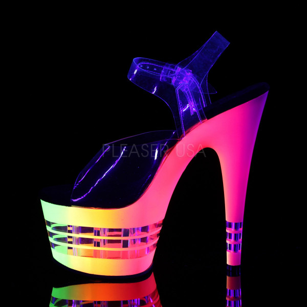 7 inches Heel, 2 3/4 inches UV Reactive Lined PF Ankle Strap Sandal — image 7 of 8