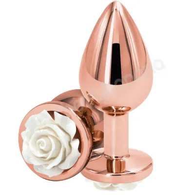 Rear Assets Medium Rose White Rose Gold Butt Plug