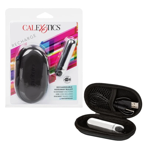 Hideaway Rechargeable Waterproof Mini Vibrator by CalExotics - Silver