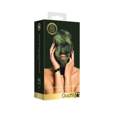 Ouch Mask With Mouth Opening Army Theme Green