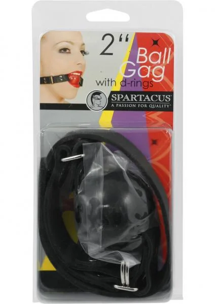 Large Ball Gag With D Ring 2 Inch - Black