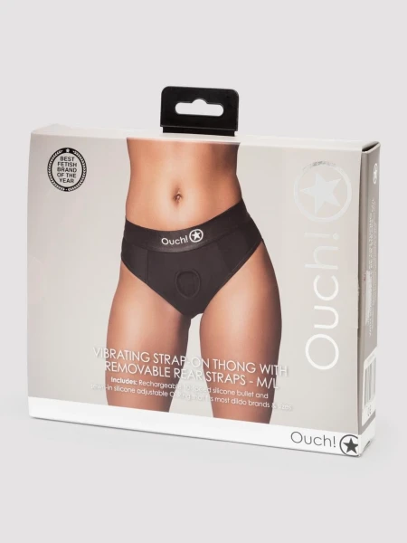 Ouch! Vibrating Strap-On Thong with Removable Rear Straps