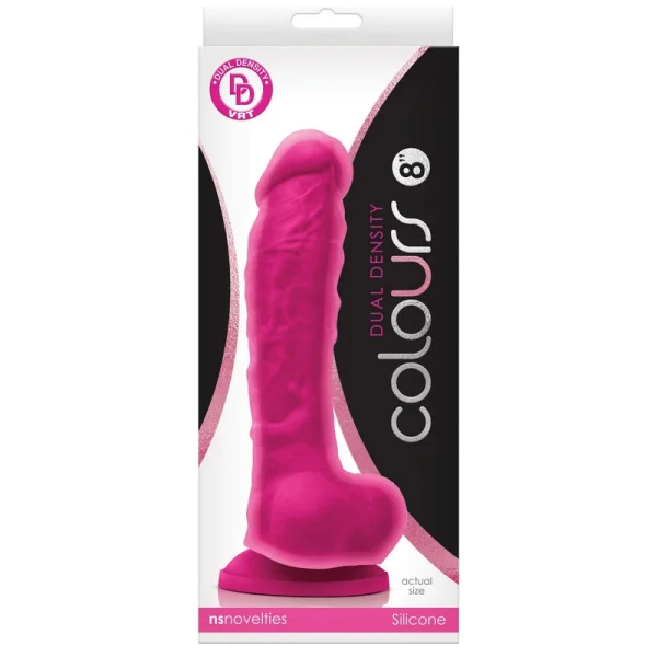 Colours Dual Density 8 Inch Silicone Suction Cup Dildo - Pink