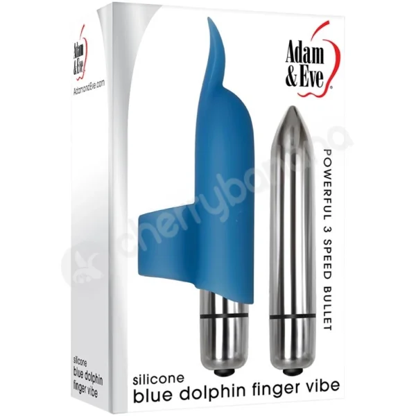 Adam & Eve Silicone Blue Dolphin Finger Bullet Vibe