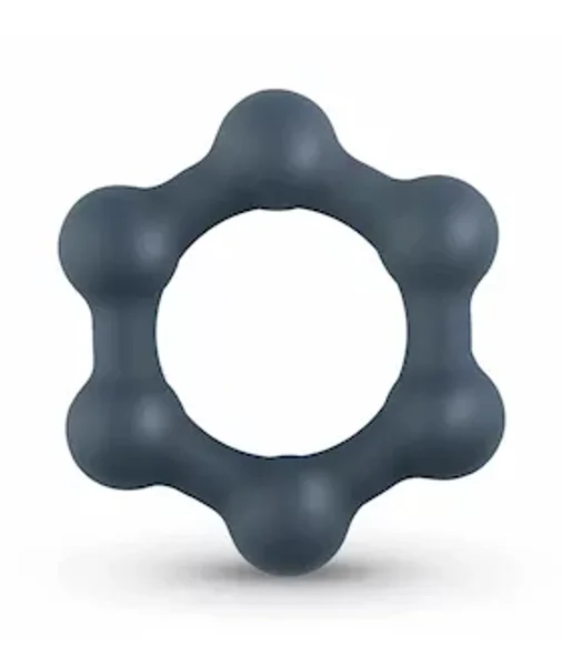 Boners Hexagon Cockring With Steel Balls - Grey — image 2 of 2