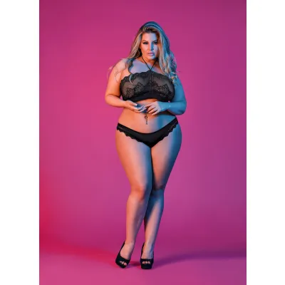 Sexy Time Halter Bandeau and Panty Set Black 1x 3x