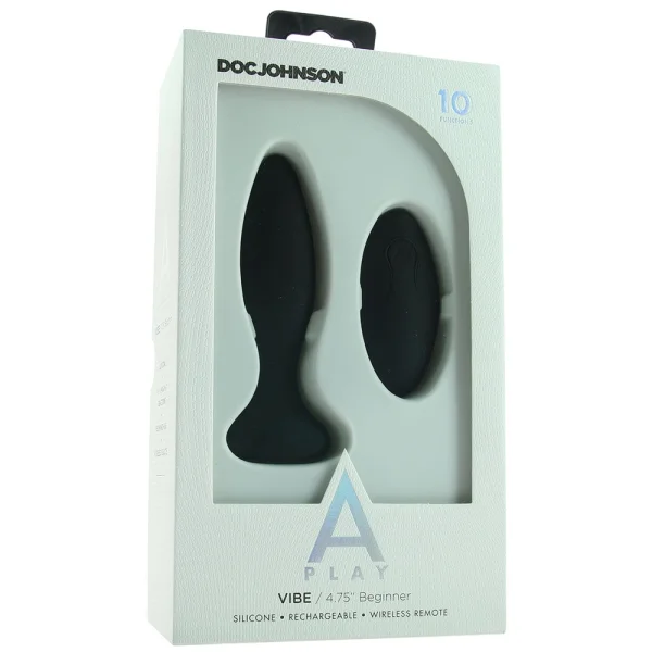 A-Play Beginner Vibrating Rechargeable Silicone Anal Plug With Remote By Doc Johnson - Black — image 9 of 9