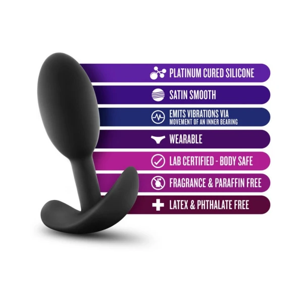 Blush Anal Adventures Platinum Silicone Vibra Slim Plug Small - Black
