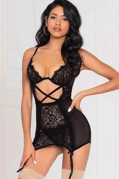 Seven Til Midnight Intimate Detail Black Lace Chemise with G-String — image 15 of 20