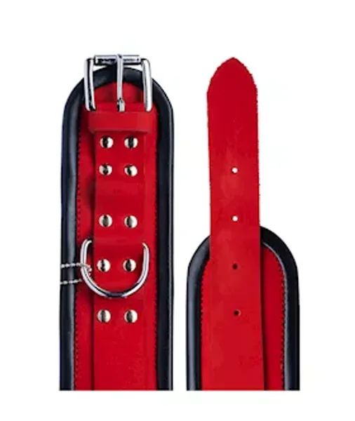 Bound X Rounded Nubuck Leather Wrist Cuffs - Red / Black — image 8 of 8