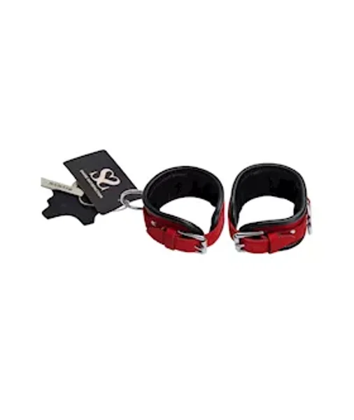 Bound X Rounded Nubuck Leather Wrist Cuffs - Red / Black — image 6 of 8