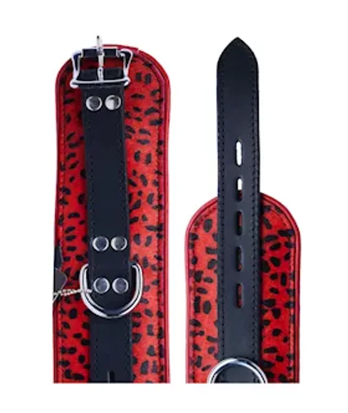 Bound X Leopard Print Hair-on Leather Cuffs - Red/leopard — image 8 of 8