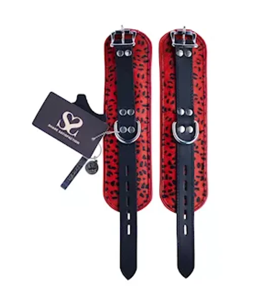 Bound X Leopard Print Hair-on Leather Cuffs - Red/leopard — image 7 of 8