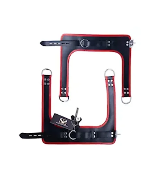 Bound X Tall Leather Suspension Cuffs - Black / Red — image 6 of 8