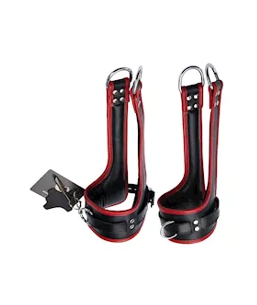 Bound X Tall Leather Suspension Cuffs - Black / Red — image 5 of 8