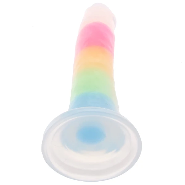 Lollicock Glow In The Dark 8" Silicone Suction Cup Dildo - Rainbow