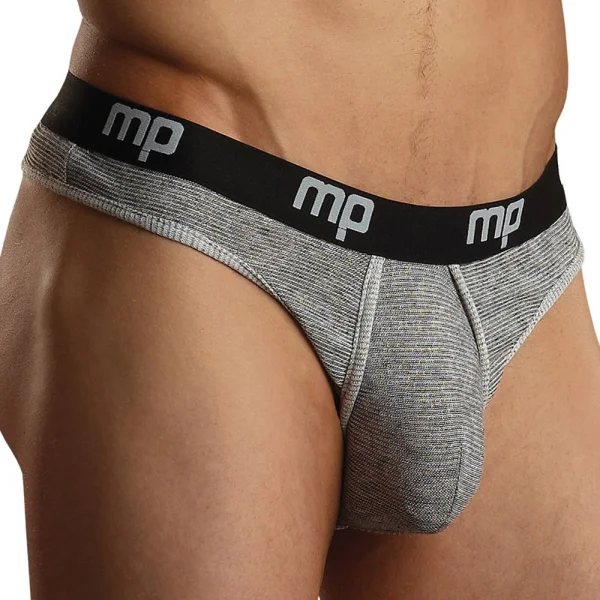 Male Power Heather Stripe Lo Rise Enhancer Grey Large