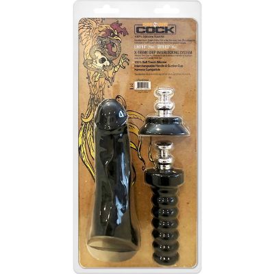Boneyard Cock 8 inch Black 20 cm Dong with Suction Cup Handle Extensions