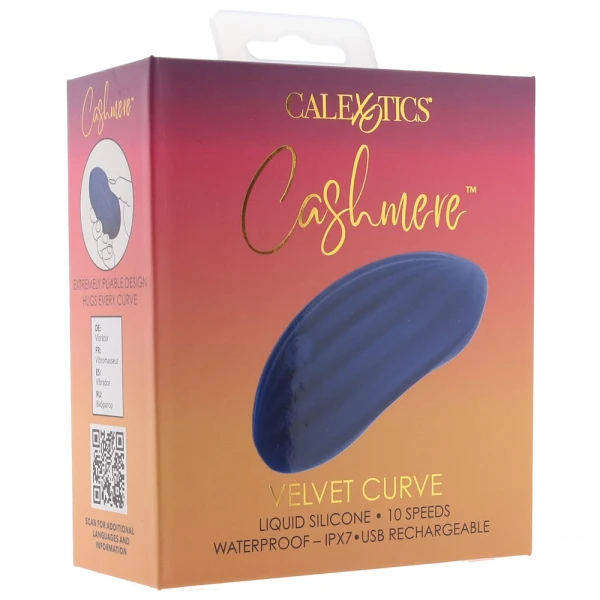 Cashmere Velvet Curve Rechargeable Waterproof Silicone Vibrator By CalExotics - Blue