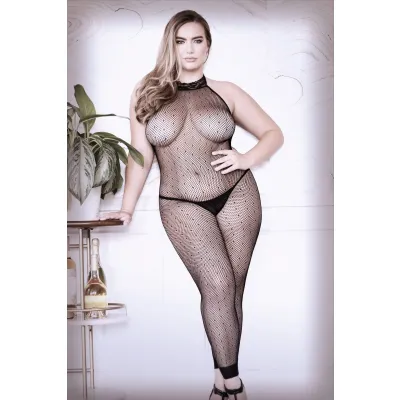 Feelin Myself Halter Dot Mesh Footless Queen Size