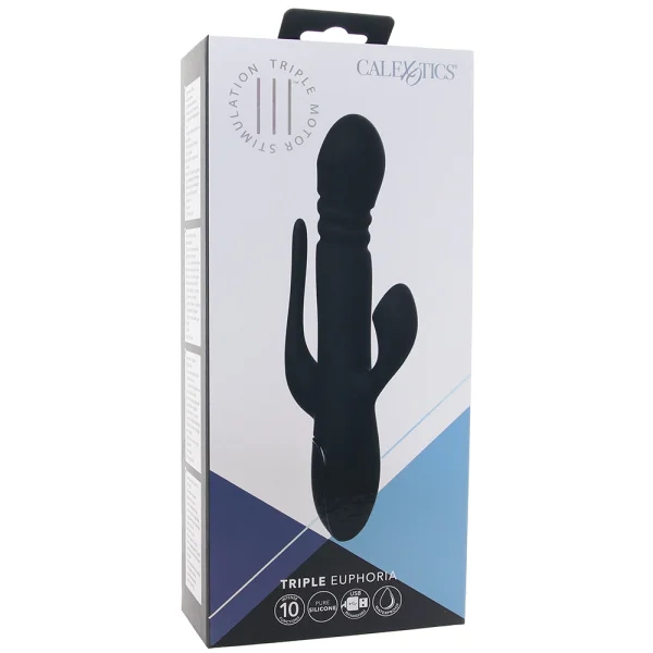 III Triple Euphoria Silicone Triple Stimulation Thrusting Vibrator With Clitoral Suction By CalExotics