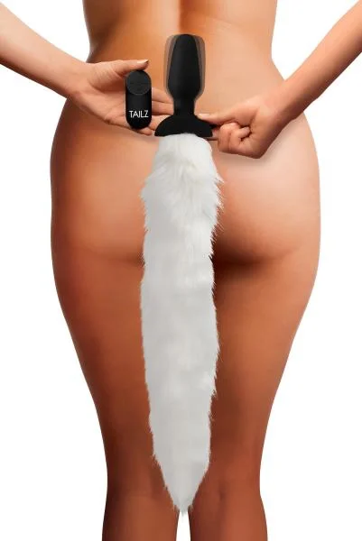 Remote Control White Vibrating Fox Tail Anal Plug — image 5 of 8