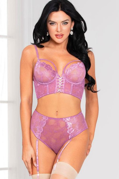 Seven Til Midnight Laced With Love Longline Bra with Gartered Panty — image 7 of 13