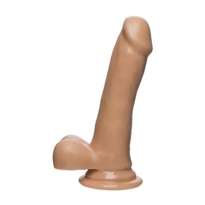 The D Slim D Dildo With Balls Tan 6 Inch