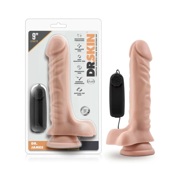 Dr. Skin - Dr. James - 9in Vibrating Cock With Suction Cup - Vanilla — image 15 of 15