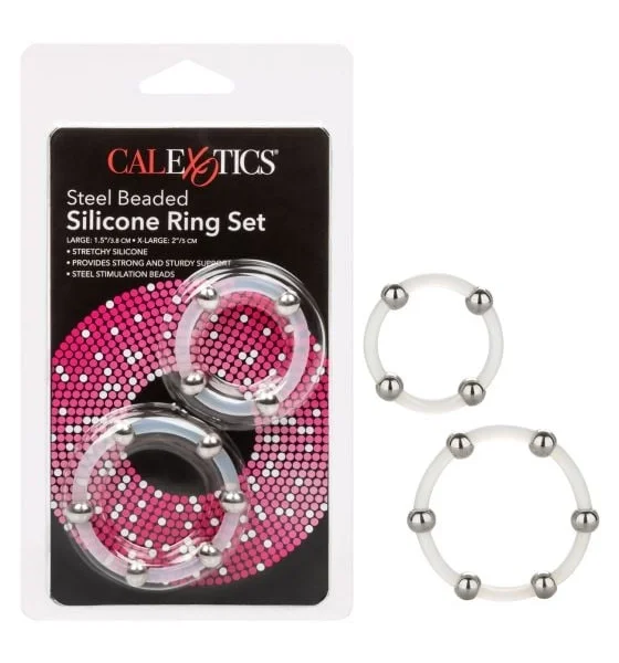 Steel Beaded Silicone Ring Set