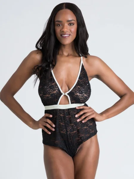 Lovehoney Mindful Black Lace Plunging Teddy