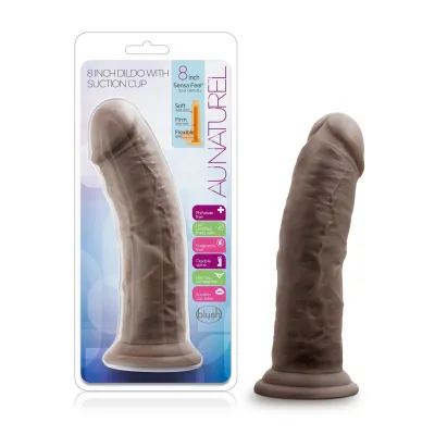 Au Naturel 8 Inch Dildo With Suction Cup Chocolate