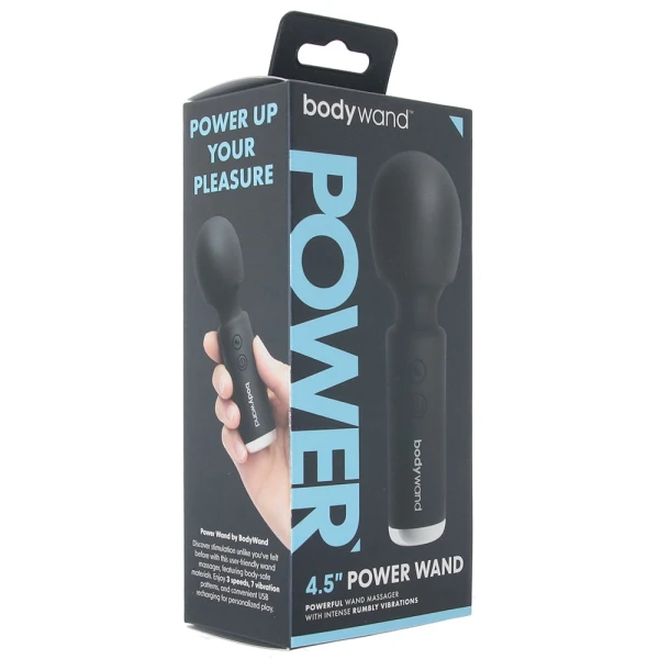 4.5" Power Wand Rechargeable Silicone Wand Style Massager By Bodywand - Black