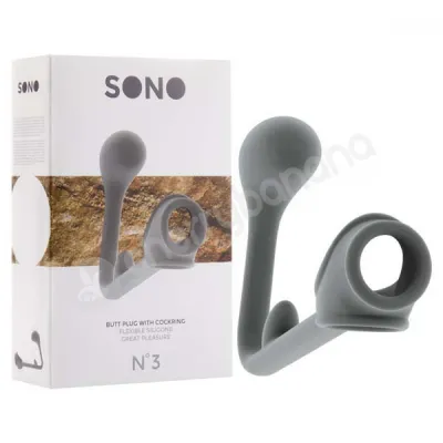 Sono No 3 Grey Butt Plug With Cock Ring