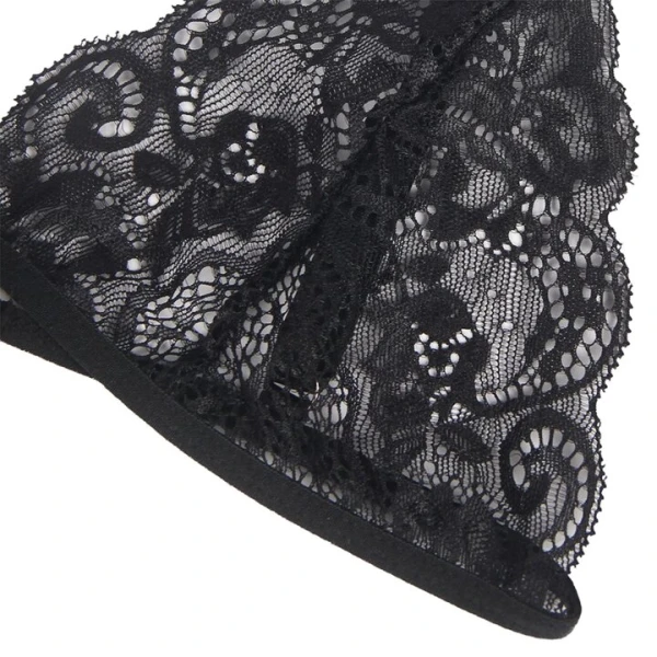 Bondara Flirt Bewitch Black Lace Bralette, Thong & Garter Belt