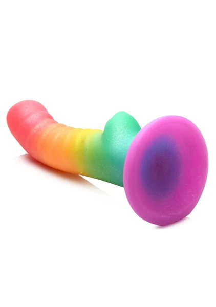 Simply Sweet Ribbed Rainbow 6.6" Silicone Suction Cup Dildo