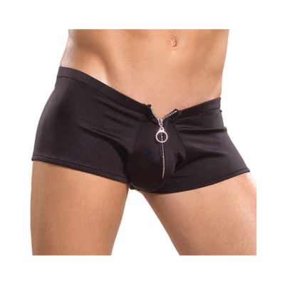 Male Power Zipper Shorts S M Underwear Black