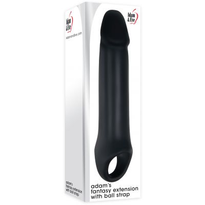 Adam Eve Adam s Fantasy Extension with Ball Strap Black Penis Extension Sleeve