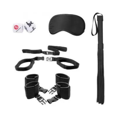 Ouch Black White Bed Post Bindings Restraint Kit Black