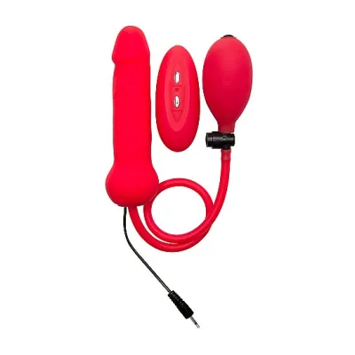 Inflatable Vibrating Silicone Dong Red